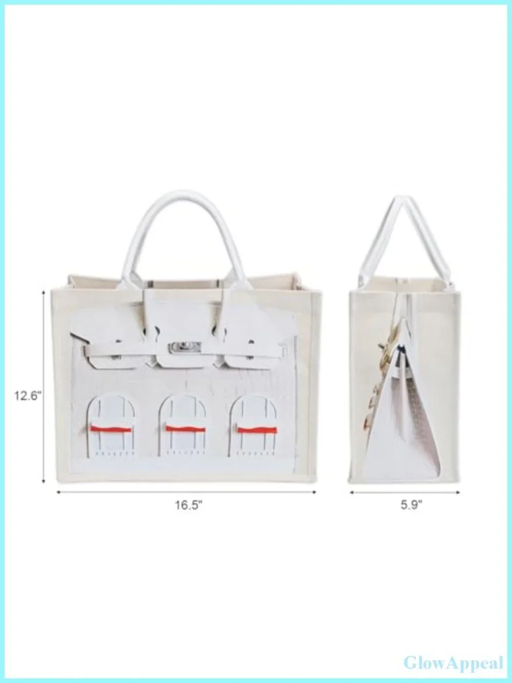 Luxury Illusion Print Canvas Tote Bag, 16oz Heavy Duty, Fits 15-inch Laptop